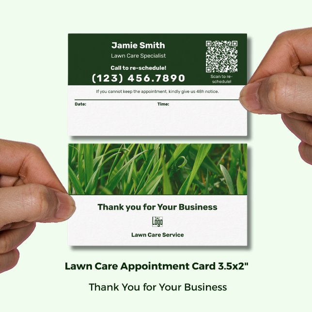 Cartão De Horário Lawn Care Logo Modern Combo Thank You & (Lawn Care Logo Modern Combo Thank You & Appointment Card; Standard Size 3.5x2 Inch (US))