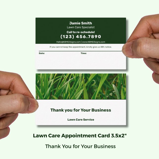 Cartão De Horário Lawn Care Service Modern Combo Thank You & (Lawn Care Service Modern Combo Thank You & Appointment Card; Size: 3.5x2 Inch (US), Green White)