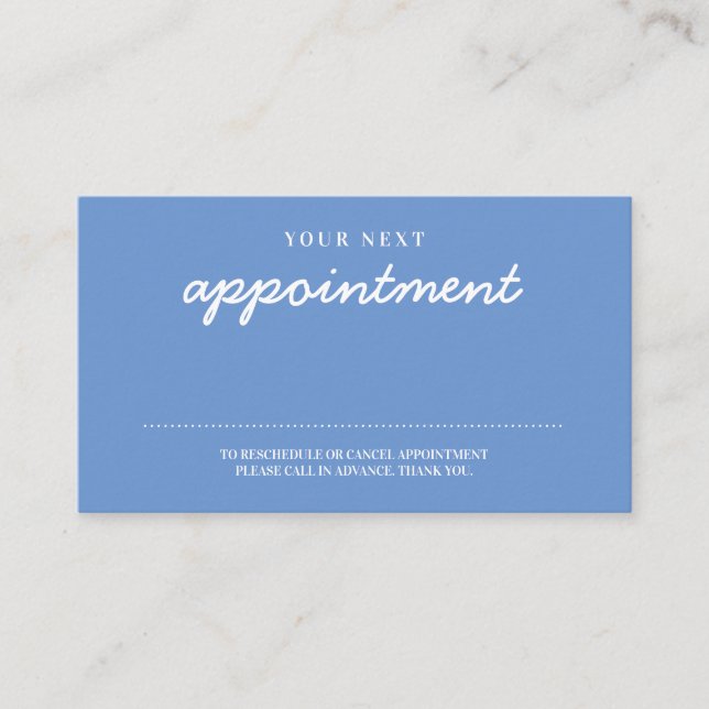 Cartão De Horário Lembrete Azul Na moda com Manuscrito Moderno (Frente)