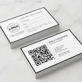 Cartão De Horário Lembrete de Compromisso com Código QR Preto e Bran