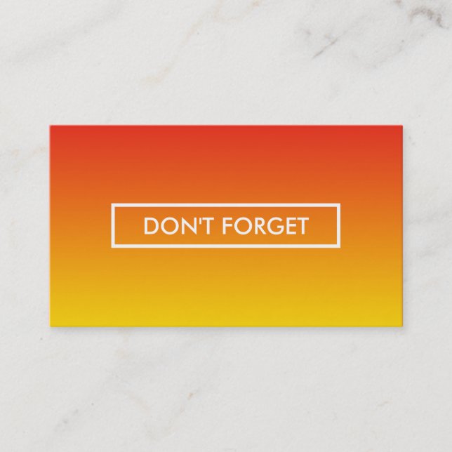 Cartão De Horário lembrete de compromisso de desvanecimento âmbar (Frente)