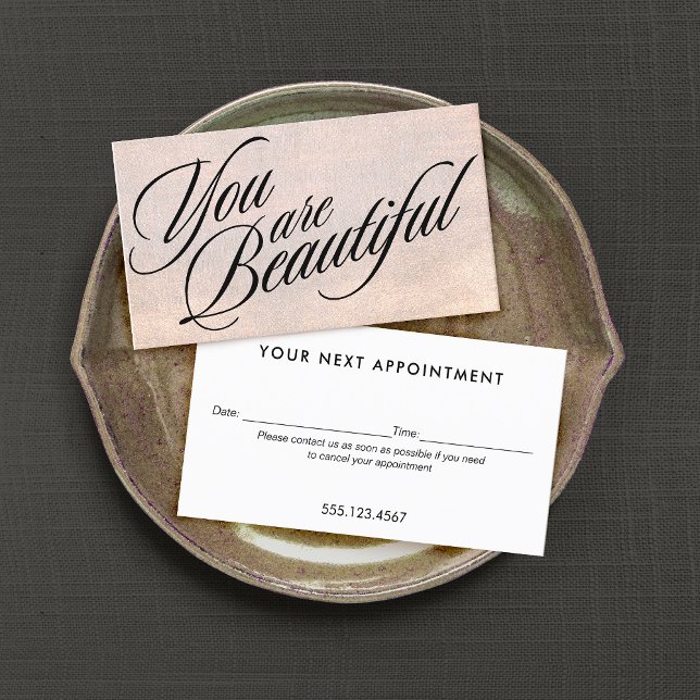 Cartão De Horário Lembrete de Compromisso do Shimmer Dourado do rosa (Criador carregado)