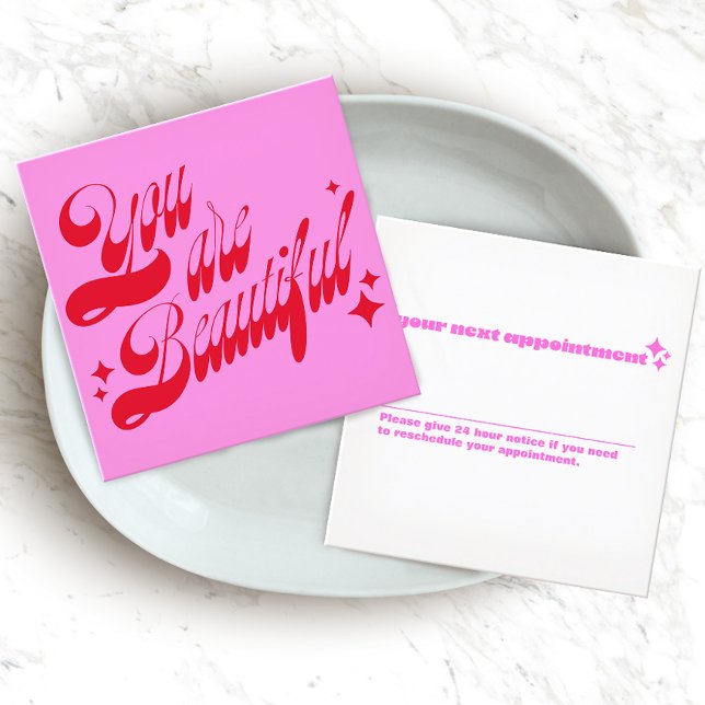 Cartão De Horário Lembrete de Compromisso Moderno, Estrelas Rosa (Criador carregado)