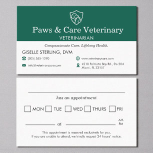 Cartão De Horário Lembrete de Consulta com Médico Veterinário Animal