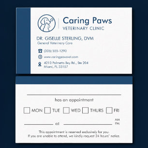 Cartão De Horário Lembrete de Consulta da Clínica Veterinária de Ani