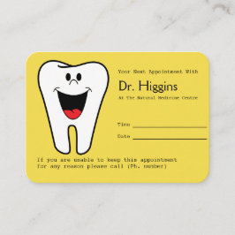 Cartão De Horário Lembrete de Consulta Dentária do Dente Feliz Amare