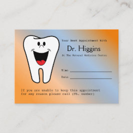 Cartão De Horário Lembrete de Consulta no Dentista Dente Feliz