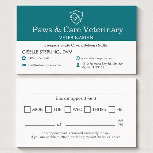 Cartão De Horário Lembrete de Consulta Veterinária para Animais