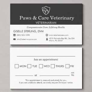 Cartão De Horário Lembrete de Consulta Veterinária para Cachorro e G