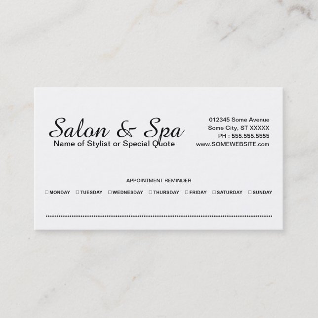 Cartão De Horário lembrete de nomeação de beleza americana (Frente)