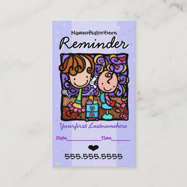 Cartão De Horário Lembrete do cabelo (Frente)