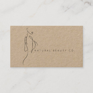 Cartão De Horário Line Art Ink Modern Womens Female Natural KRAFT