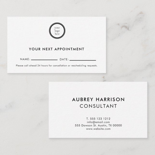 Cartão De Horário Logo Modern Professional Business (Frente/Verso)