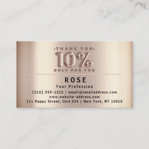 Cartão De Horário Logotipo com 10% de desconto Rosa Obrigado US Amer