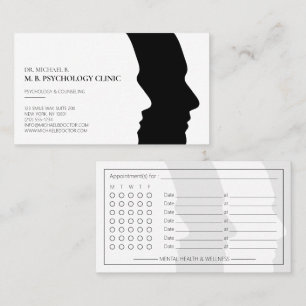 Cartão De Horário Logotipo de Silhueta Facial de Psicólogo Terapeuta