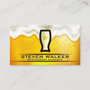 Cartão De Horário Logotipo de vidro da cerveja   Froth