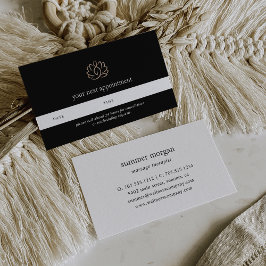 Cartão De Horário Logotipo Dourado do Lotus rosa | Wellness Massage 