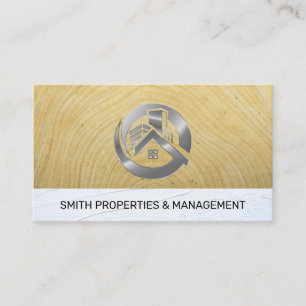 Cartão De Horário Logotipo Imobiliário Metálico Madeira Stucco