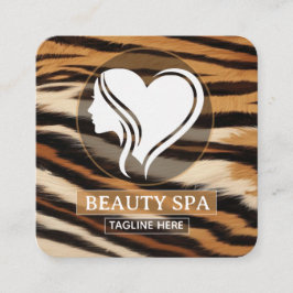 Cartão De Horário Luxury Beauty Spa Logo Elegant Tiger Print Salon 