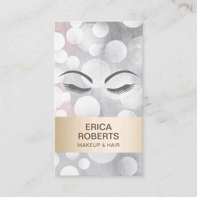 Cartão De Horário Makeup Artist Hair Salon Dourado & Silver Nomeação (Frente)