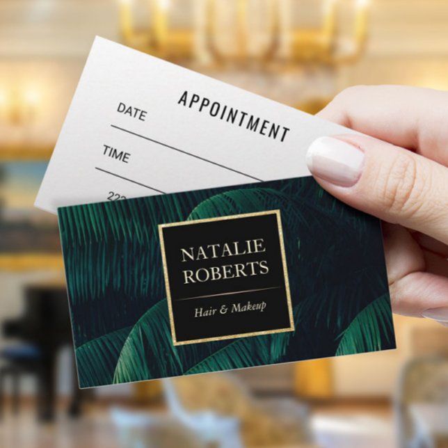 Cartão De Horário Makeup Artist Hair Salon Tropical Palm Folaves (Criador carregado)