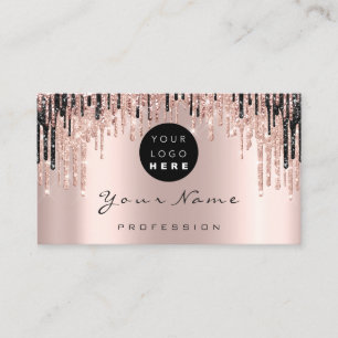 Cartão De Horário Makeup Artist Rosa Black Drips Logotipo de Comprom
