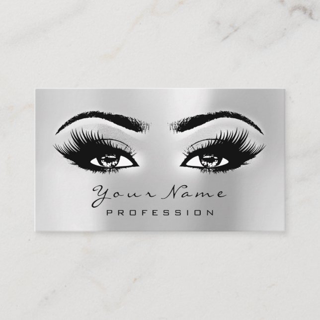 Cartão De Horário Makeup Eyebrow Lashes Próxima Cinza da Placa de Co (Frente)