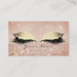 Cartão De Horário Makeup Rosa Dourado Lashes Extenção Bela Brilhante