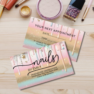 Cartão De Horário Manicurista do salão de unhas do Pastel Paint