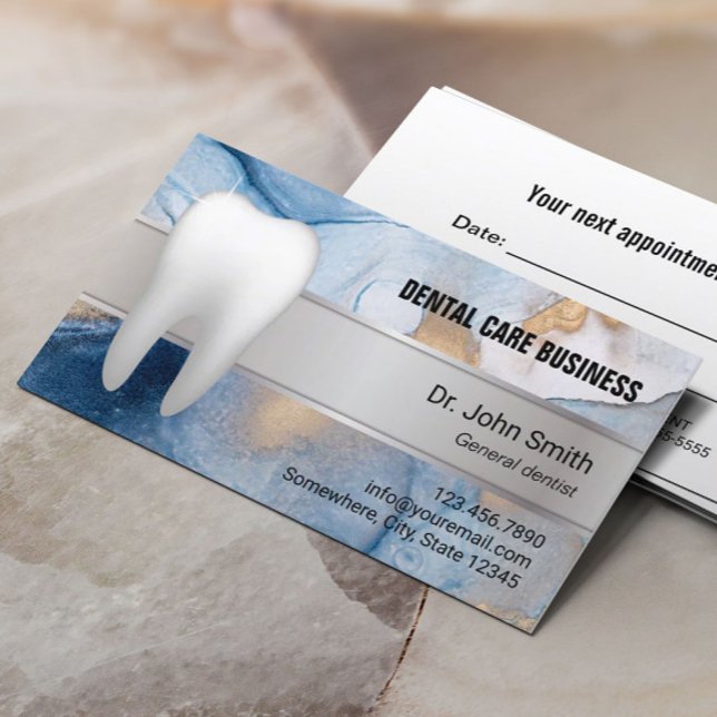 Cartão De Horário Marinho de Abstrato de escritório dentário e Denti (Criador carregado)