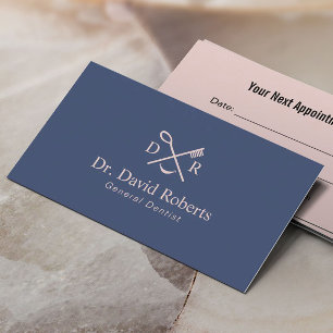 Cartão De Horário Marinho Dentist Mínimo de Logotipo Dental Comprom