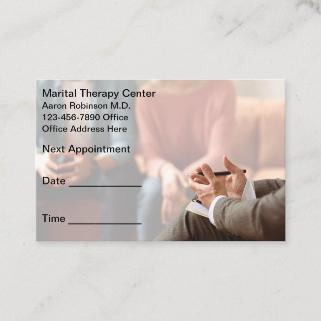 Cartão De Horário Martial Counselor Appointment Business Cards (Frente)