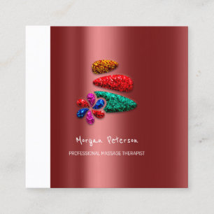 Cartão De Horário Massagem Spa Bem-Estar Logotipo de Pedra Floral Bo