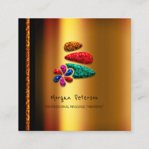 Cartão De Horário Massagem Spa Bem-estar Logotipo de Pedra Floral Do
