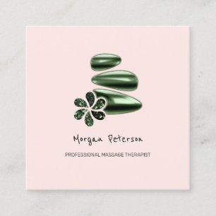 Cartão De Horário Massagem Spa Bem-estar Logotipo de Pedra Verde Ros