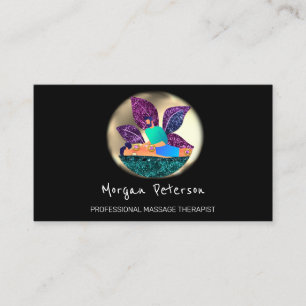 Cartão De Horário Massagem Spa Logotipo do Ouro Lotus Black