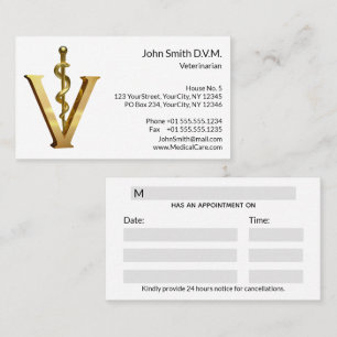 Cartão De Horário Medicina Veterinária Asclepius Vet Dourado V Elega