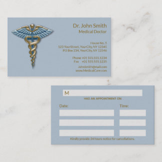 Cartão De Horário Médico Light Blue Caducee Fine Professional