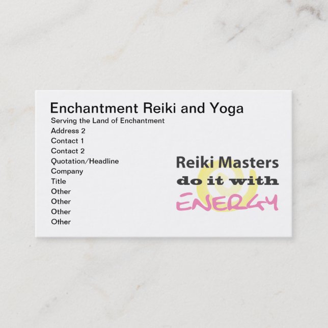 Cartão De Horário Mestrados Reiki fazem isso com energia (Frente)