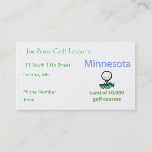 Cartão De Horário Minnesota Golfer (Frente)