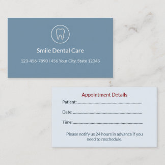 Cartão De Horário Modern Dental Appointment Card | Clinic Reminder