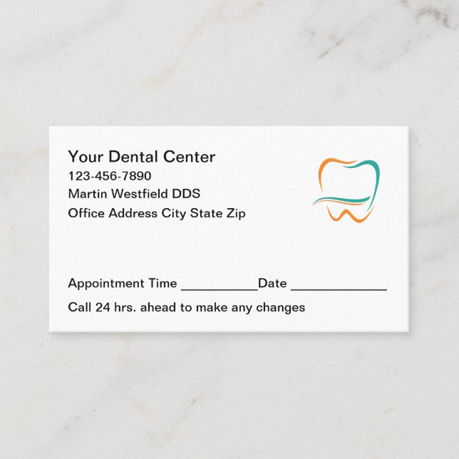 Cartão De Horário Modern Dentist Office Appointment Cards New (Frente)