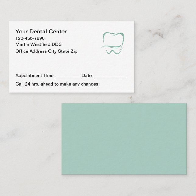 Cartão De Horário Modern Dentist Office Appointment Cards New (Frente/Verso)