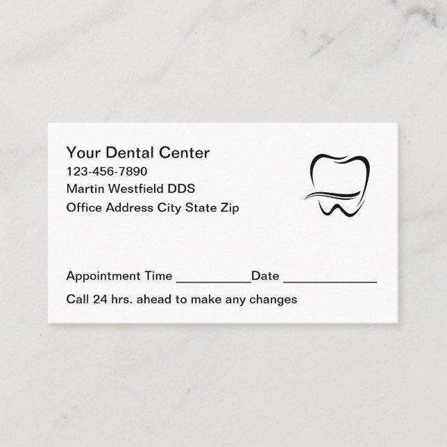 Cartão De Horário Modern Dentist Office Appointment Cards New (Frente)
