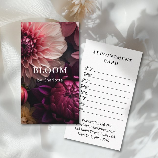Cartão De Horário Modern Flower Salon (Modern Flower Salon Appointment Card)