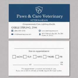 Cartão De Horário Modern Pet Appointment Reminder Veterinarian