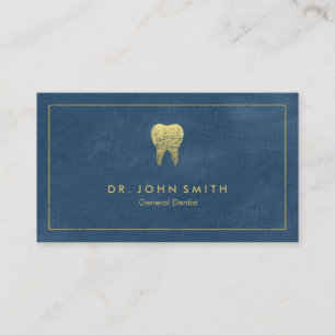 Cartão De Horário Moldura e dente do Ouro azul - Dentista