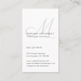 Cartão De Horário Monograma de Script Elegante - Preto e Branco Vert