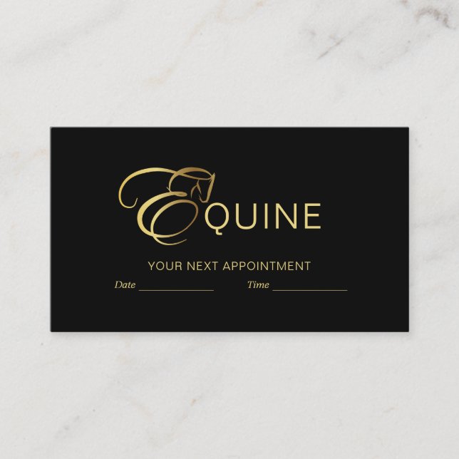Cartão De Horário Monograma - Letra E Cavalo em ouro (Frente)