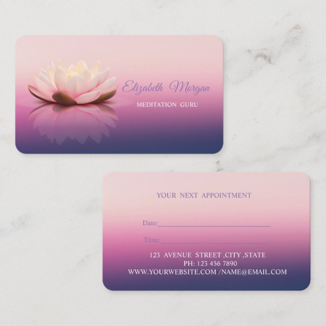 Cartão De Horário Na moda moderno,Compromisso de Lotus Profissional (Frente/Verso)